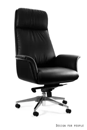 Fotel gabinetowy APUS, czarny, skóra naturalna