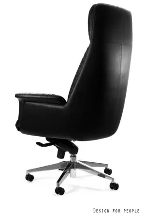 Fotel gabinetowy APUS, czarny, skóra naturalna