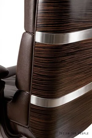 Fotel prezesa LORD brązowy, skóra naturalna, lakierowane drewno