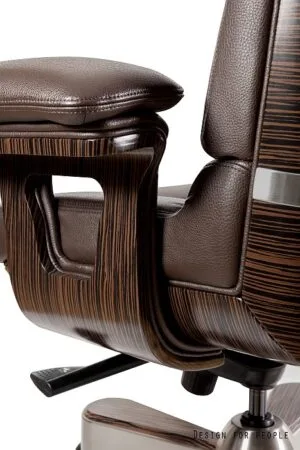 Fotel prezesa LORD brązowy, skóra naturalna, lakierowane drewno