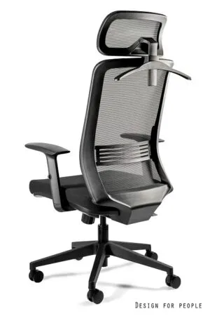 Fotel biurowy ASOS, ergonomiczny, siatka/tkanina, czarny Unique