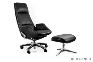 Fotel gabinetowy PATRON czarny, skóra naturalna