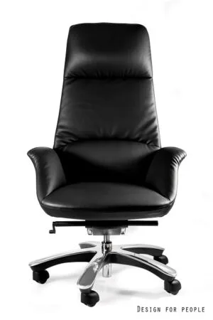 Fotel gabinetowy PATRON czarny, skóra naturalna