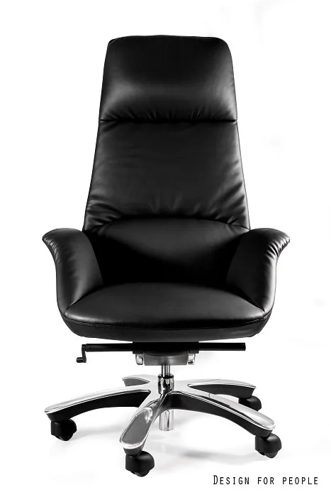 Fotel gabinetowy PATRON czarny, skóra naturalna - obrazek 3