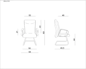 Fotel gabinetowy ADELLA SKID czarny, eko-skóra, płoza