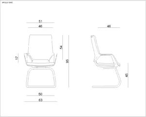 Fotel APOLLO SKID, biały stelaż, tkanina 18 kolorów