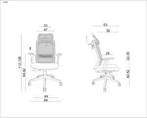 Fotel biurowy ASOS, ergonomiczny, siatka/tkanina, czarny Unique