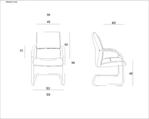 Fotel gabinetowy BRANDO SKID czarny, eko-skóra, płoza