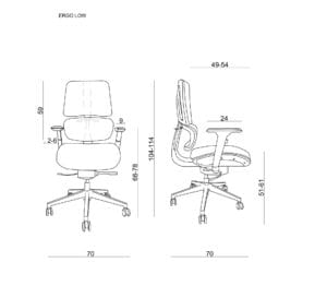 Fotel biurowy ERGO LOW, siatka/tkanina, 4 kolory