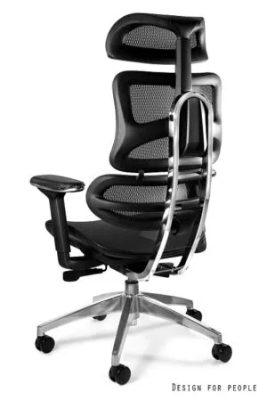 Fotel biurowy Ergotrech, ergonomiczny, siatka, czarny chrom Unique