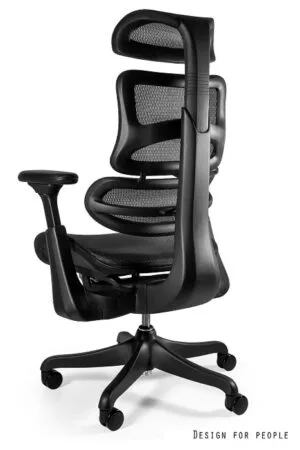 Fotel ergonomiczny ERGOTHRONE BLACK GUN czarny, siatka