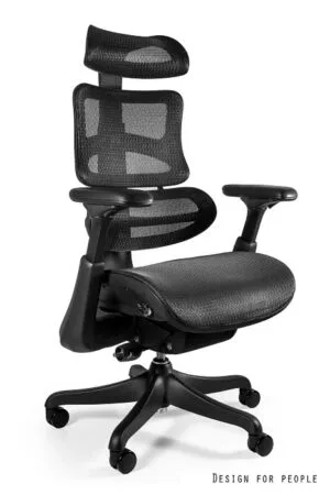 Fotel ergonomiczny ERGOTHRONE BLACK GUN czarny, siatka