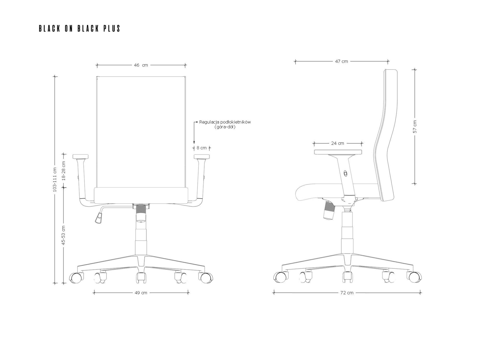 BLACK ON BLACK PLUS fotel biurowy tkanina lub membrana 8 kolorów - obrazek 5