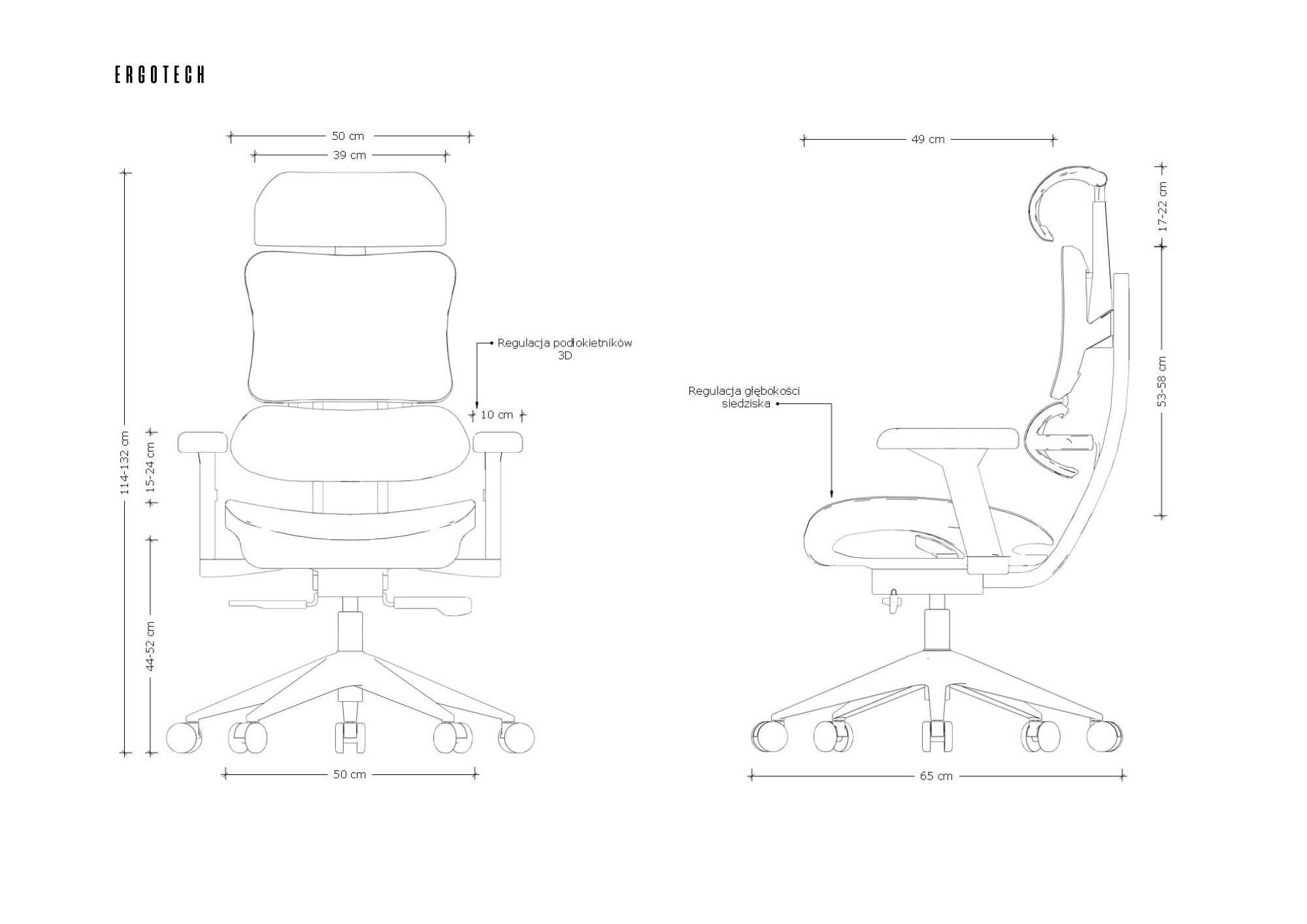 ERGOTECH fotel biurowy biały, siatka - obrazek 4