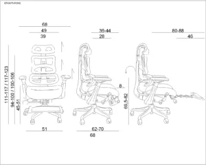 Fotel ergonomiczny ERGOTHRONE BLACK GUN czarny, siatka
