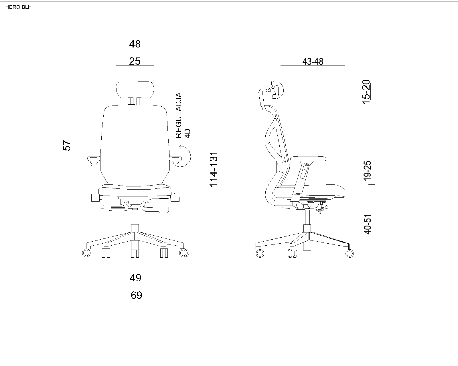 HERO fotel biurowy biały stelaż, tkanina 7 kolorów - obrazek 2