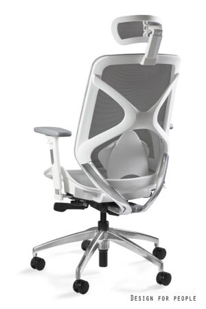 HERO fotel biurowy biały, szary, siatka lub tkanina