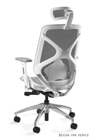 Fotel ergonomiczny HERO biurowy, biały, szary, siatka lub tkanina Unique