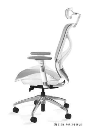 Fotel ergonomiczny HERO biurowy, biały, szary, siatka lub tkanina Unique