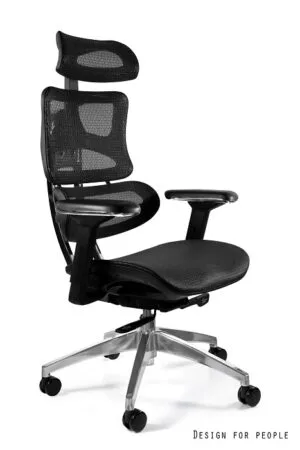 Fotel biurowy Ergotrech, ergonomiczny, siatka, czarny chrom Unique