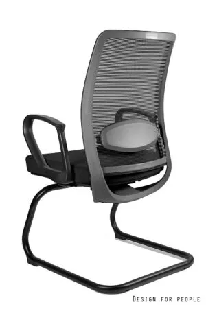 Fotel biurowy ANGGUN SKID czarny stelaż, siatka/tkanina lub skóra naturalna, kolory