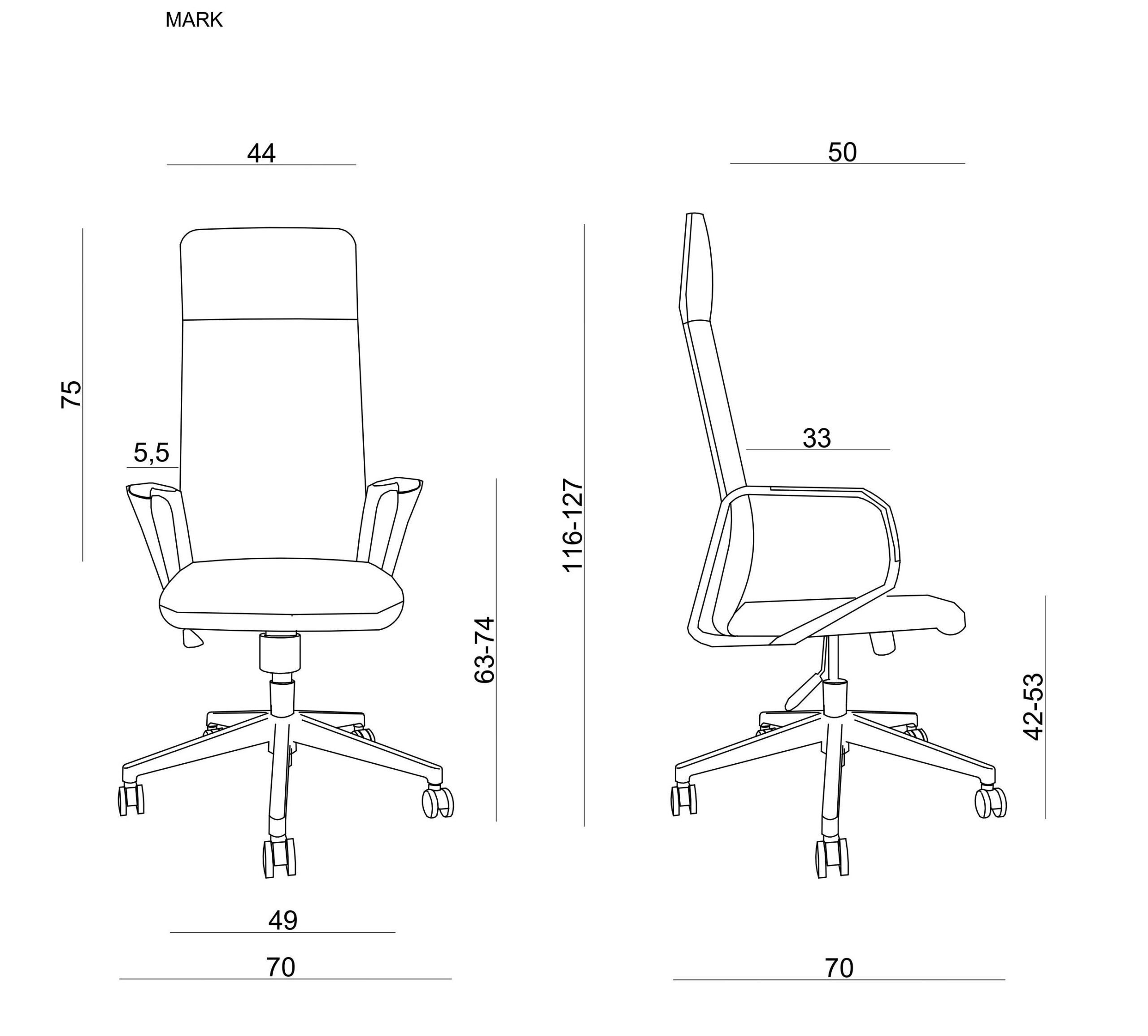 MARK fotel gabinetowy czarny lub szary, skóra naturalna - obrazek 5