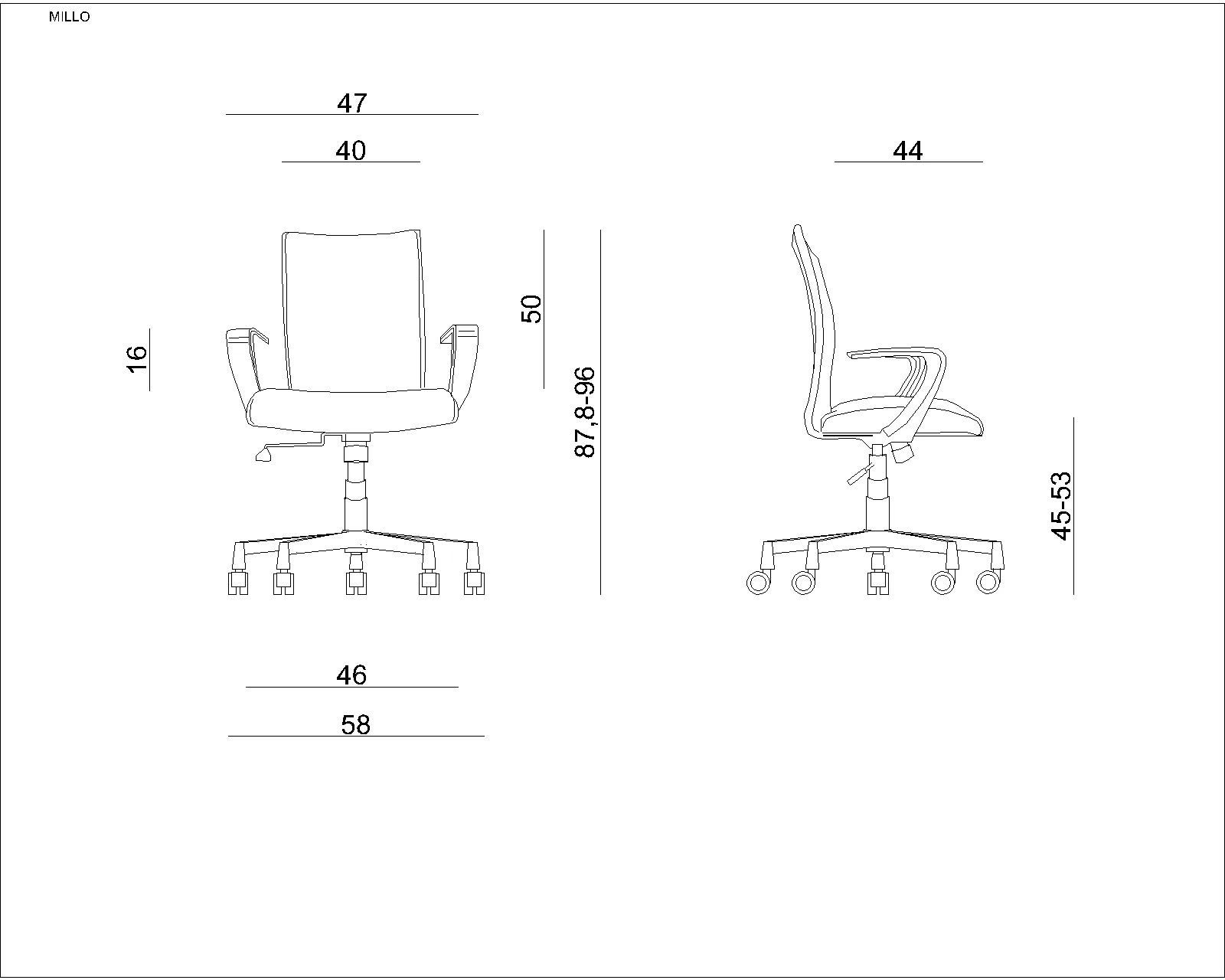 Fotel obrotowy MILLO, tkanina 8 kolorów - obrazek 7