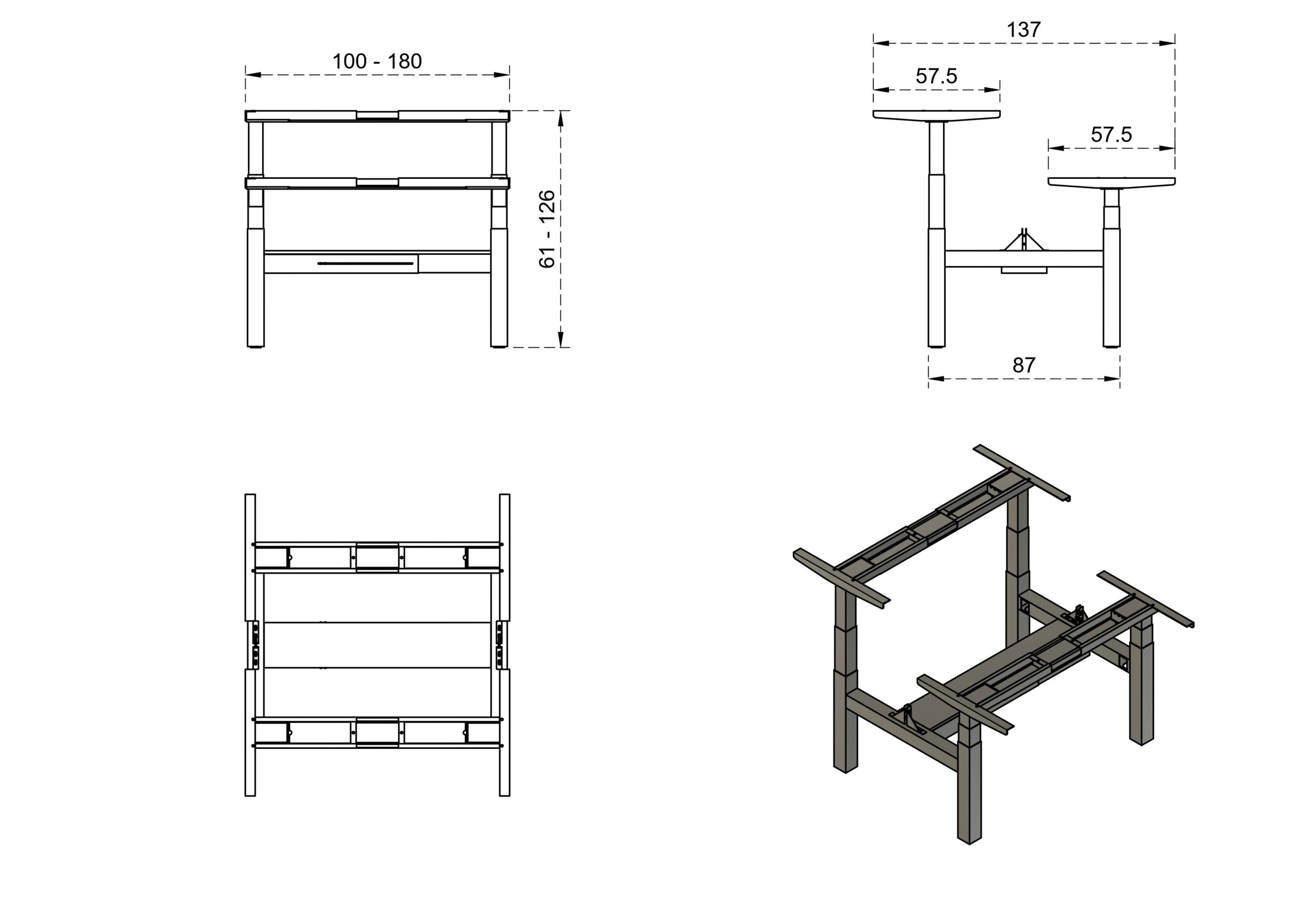FIGHTER DOUBLE DESK stelaż podwójnego biurka elektrycznego - obrazek 3