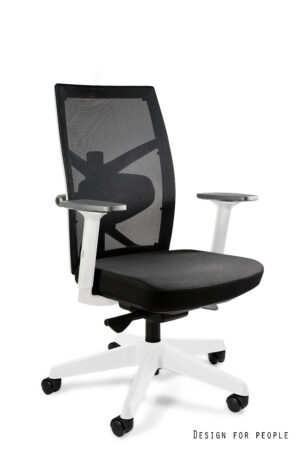 Fotel ergonomiczny TUNE M biały stelaż, siatka/tkanina lub skóra naturalna kolory