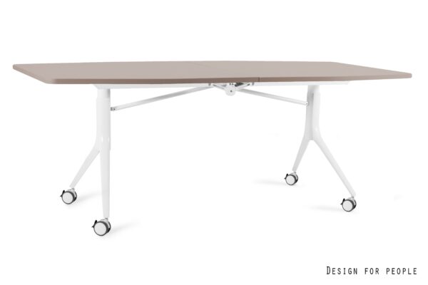 CARL Table duży stół mobilny, składany, biały stelaż, blat 2 kolory - obrazek 4