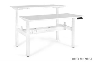Podwójne biurko elektryczne ACTIVE II Bench, stelaż biały, blat 4 kolory