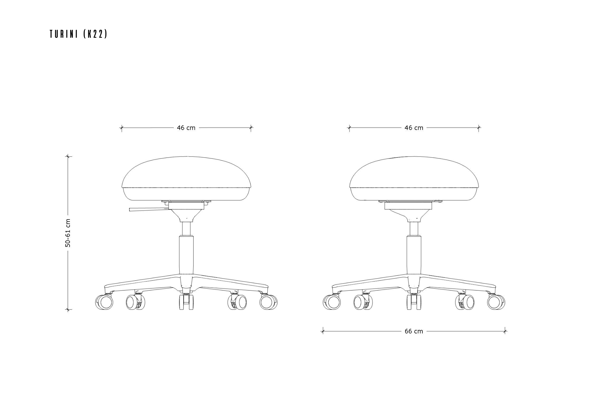 TURINI fotel biurowy balansujacy, bez oparcia, tkanina 5 kolorów - obrazek 2