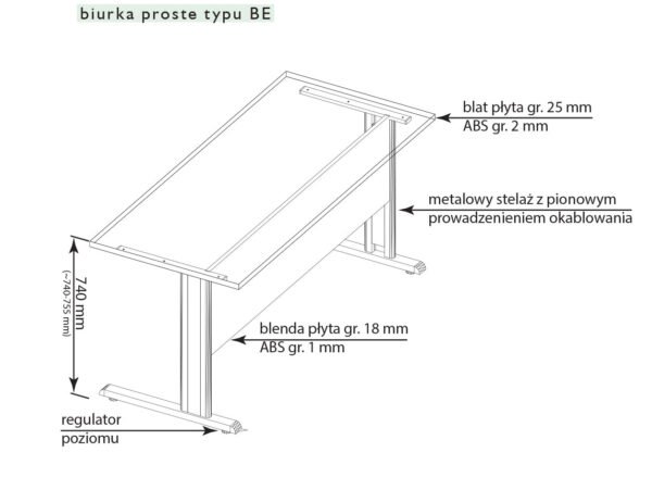 HEBE BE01/8 Biurko proste 158,5x80x74h - obrazek 10