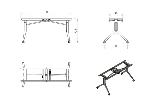 CARL Table duży stół mobilny, składany, biały stelaż, blat 2 kolory - obrazek 10