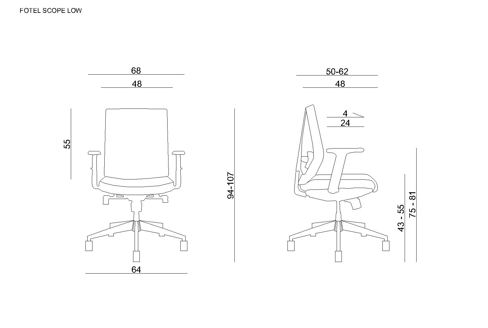 SCOPE LOW fotel biurowy czarny siatka/tkanina - obrazek 3