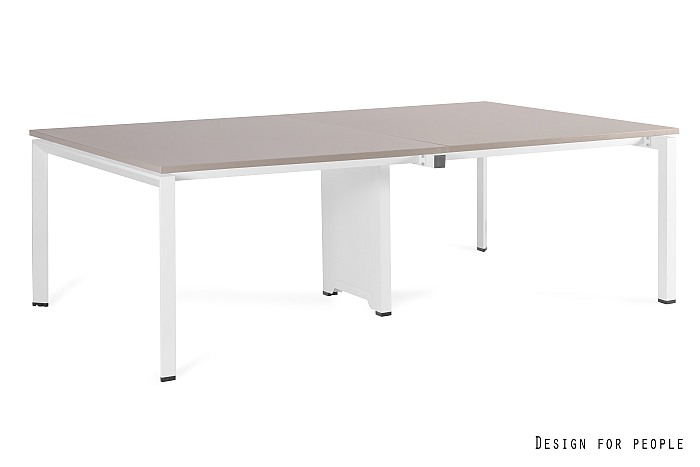 PASON Workstation 4 biurko systemowe, biały stelaż, 2 blaty - obrazek 2