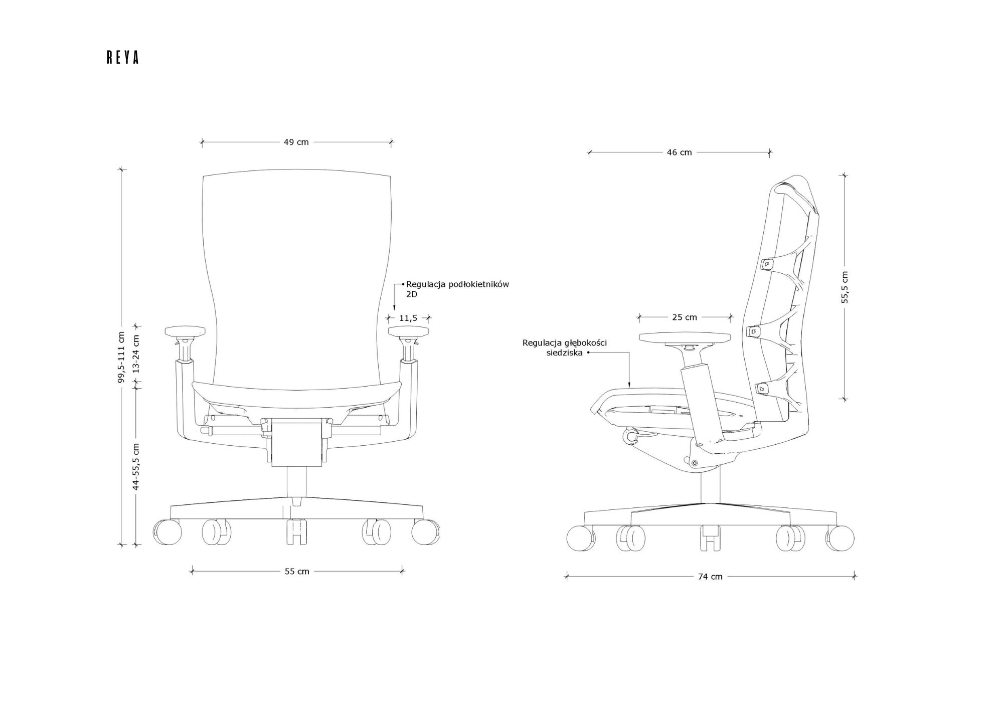REYA fotel biurowy szary lub czarny, siatka - obrazek 5
