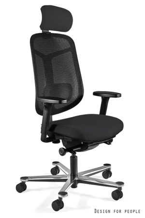 Fotel ergonomiczny GRID czarny, siatka/tkanina