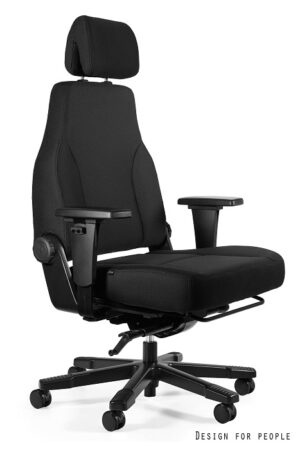 Fotel biurowy Premium TURBO 24/7, ergonomiczny, obrotowy, regulowane podłokietniki, tkanina, czarny