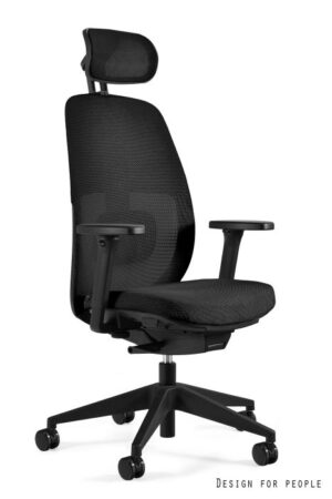 Fotel biurowy Popfit, ergonomiczny, siatka/tkanina czarny lub biały